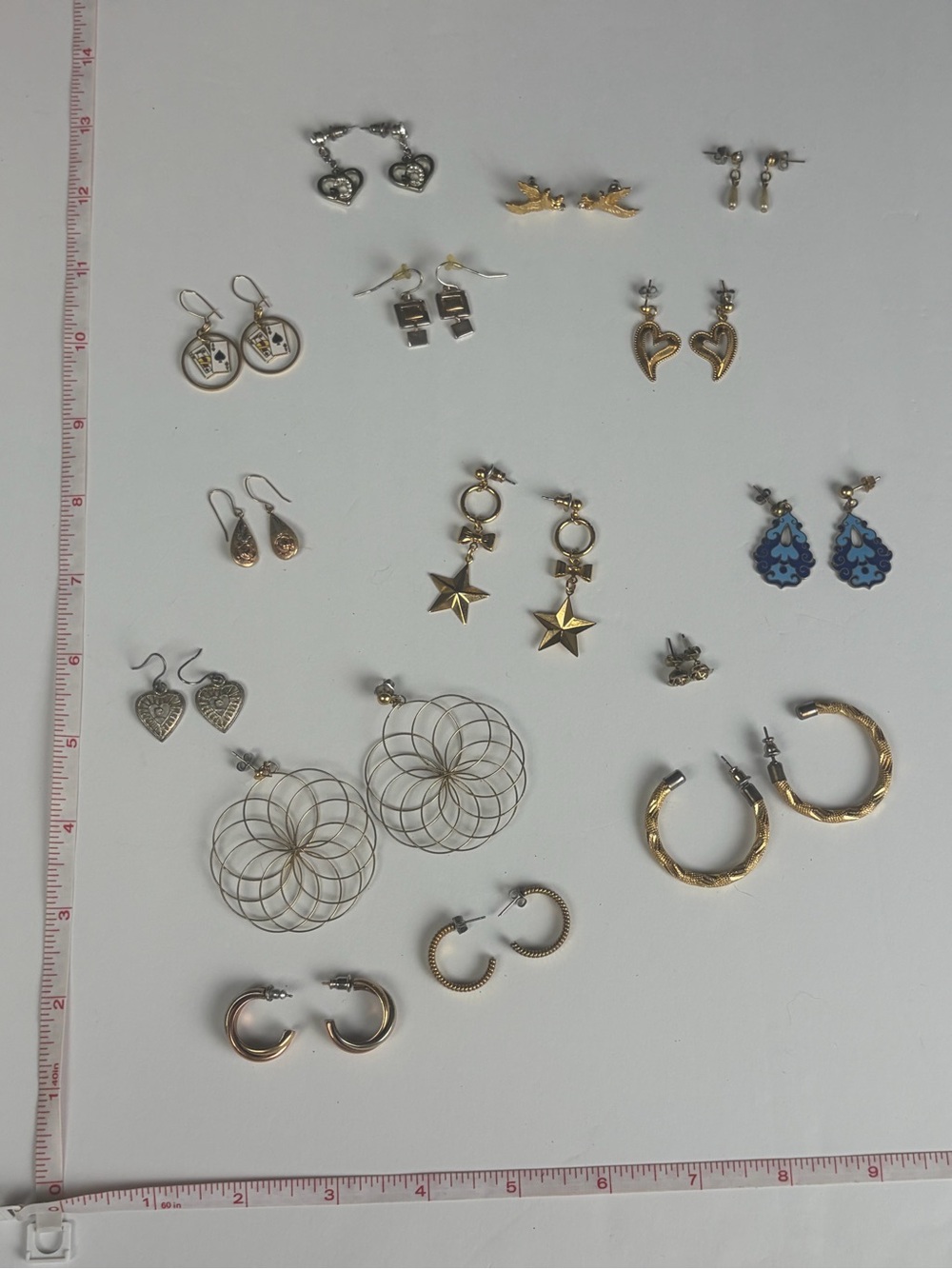 15 Mixed Gold Color Earring Sets Assorted Styles & Brands For Pierced Ears GUC